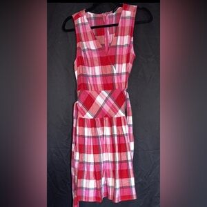 Tommy Hilfiger Red and Pink Plaid Midi Dress